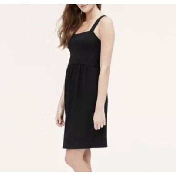 Ann Taylor Loft Ribbed Black Dress - Size Large Academia School Girl Jumper - Picture 1 of 14